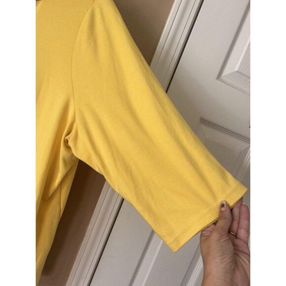 Quacker Factory Yellow Blue Floral Heart Embroidered Top size 2X Stones 3/4 - Picture 7 of 10